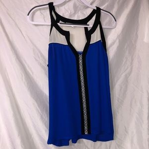 Blue sleeveless blouse